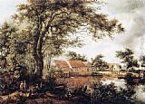 Wooded Landscape with Water Mill by Meindert Hobbema